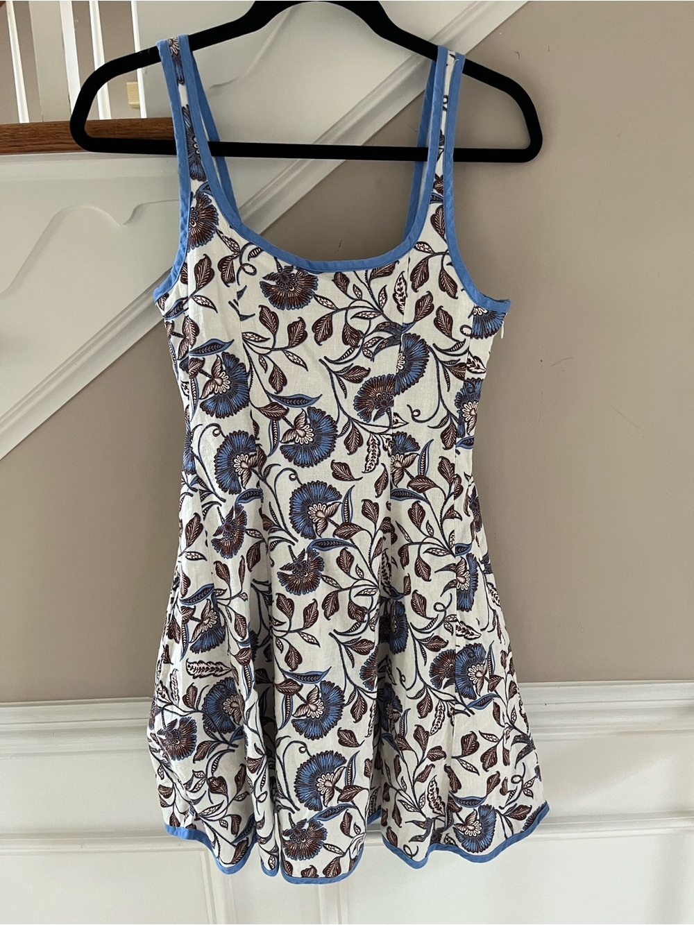 Rachel Zoe Blue and Brown Floral Tank Dress